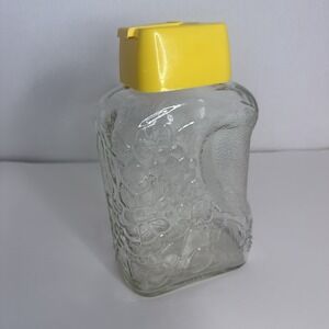 Vintage MCM Glass Anchor Hocking Fruit Refrigerator‎ Bottle w/ Yellow Pour Lid
